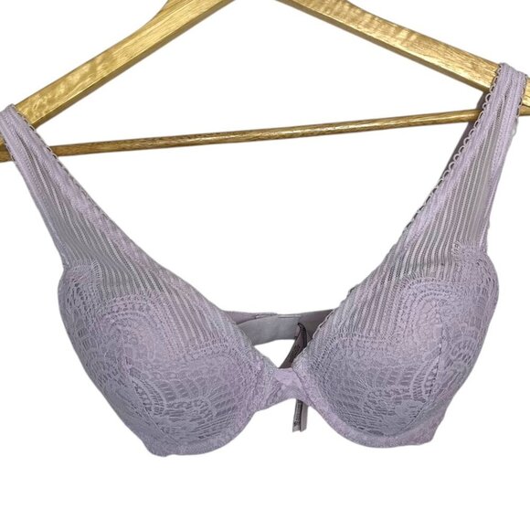 Victoria's Secret Women's 32D Dream Angels Push Up Bra Purple Lace‎ Feminine - Picture 1 of 6